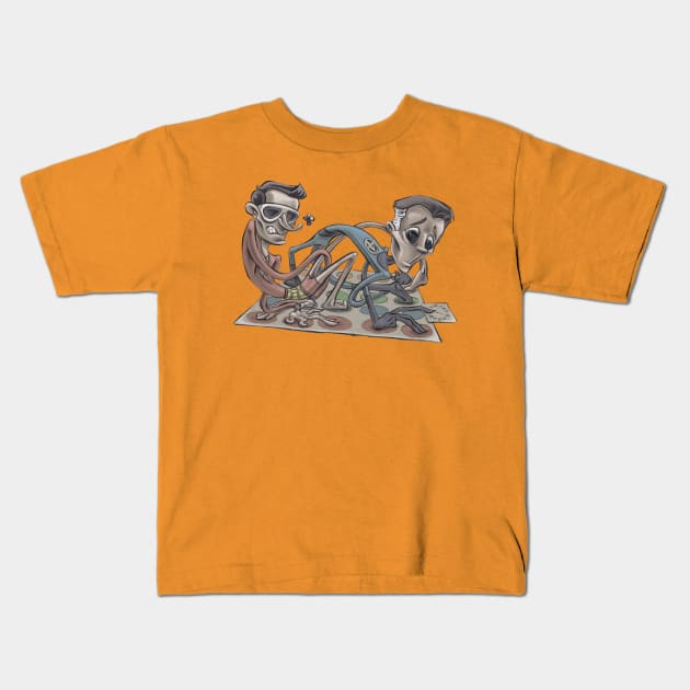 Plastic Man and Mr. Fantastic playing Twister Kids T-Shirt by majanation